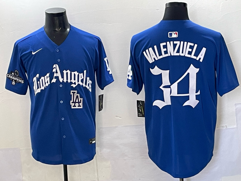 Men Los Angeles Dodgers #34 Valenzuela Blue 2025 Nike MLB Jersey style 053